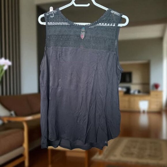 H&M Crochet Boho Tank Top Camisole Womens Size Lg Black Sleeveless Basic - Picture 1 of 1